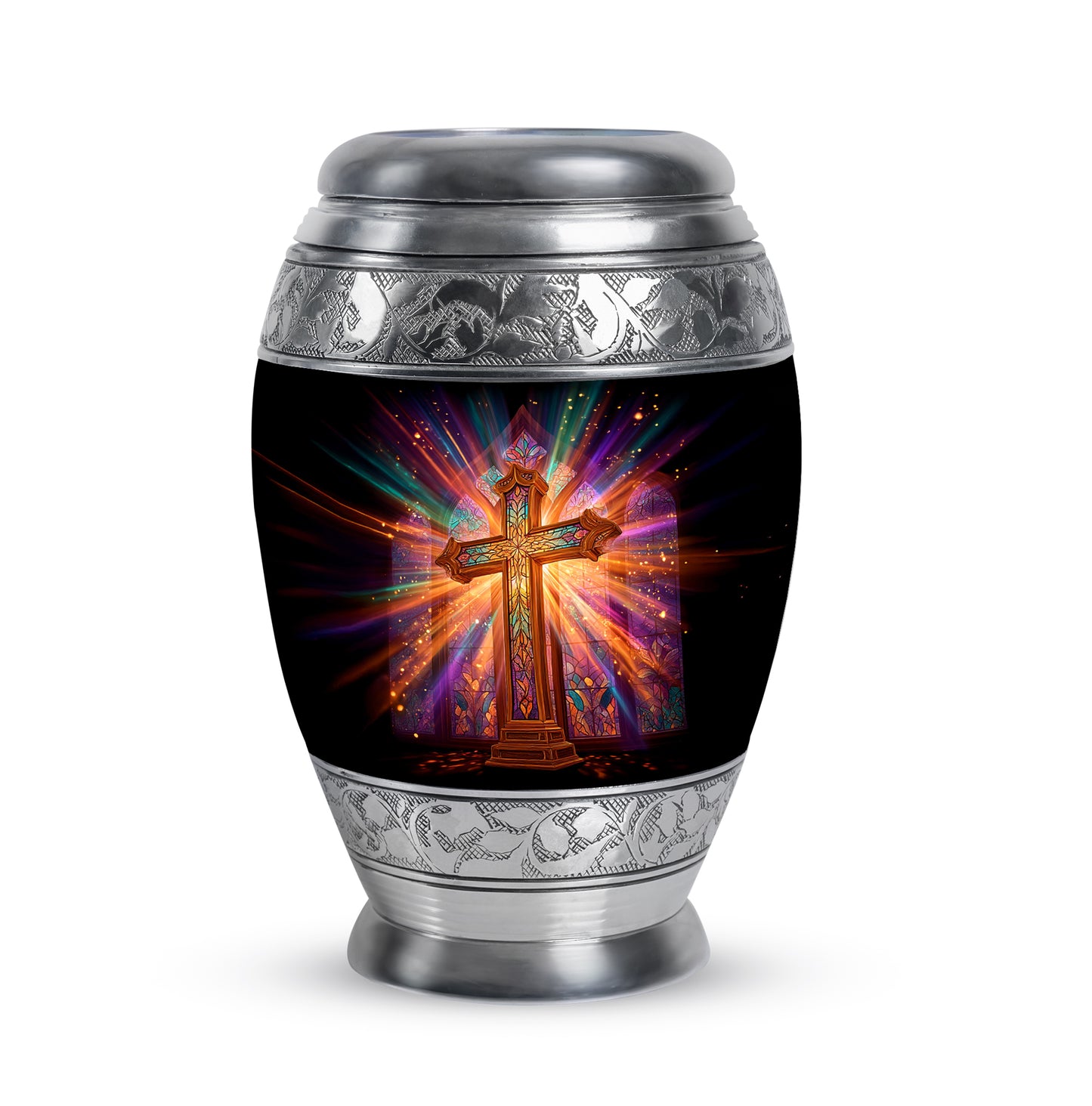 Personalized Magnificent Cross Cremation Urns - Black 10-inch, 200 cu in - Yatskia