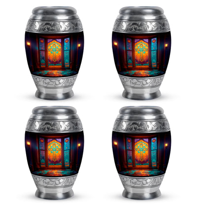 Jet Black Cross Cremation Urn urn with complimentary velvet bag - regal cross design with crown-inspired accents - 10 inch aluminum urn for cremated remains