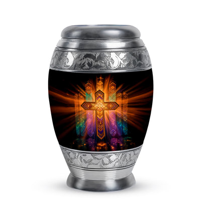 Divine Black Cross Cremation Urn for Ashes - 10-inch, 200 cu in - Yatskia