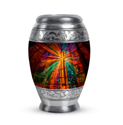 Timeless Pink Cross Cremation Urn for Ashes - 10-inch, 200 cu in - Yatskia