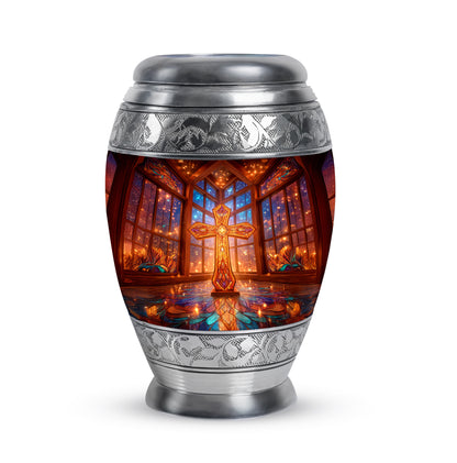 Personalized Red Cross Cremation Urns for Ashes - Transcendent 10-inch - Yatskia