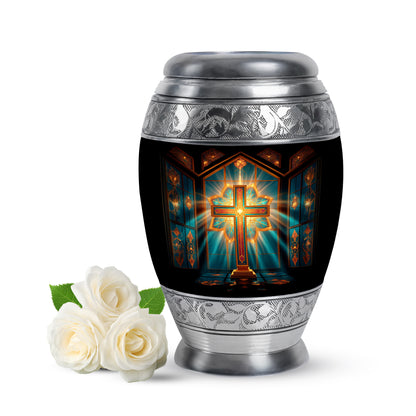 Personalized Refined Cross Cremation Urns - Red 10-inch, 200 cu in - Yatskia