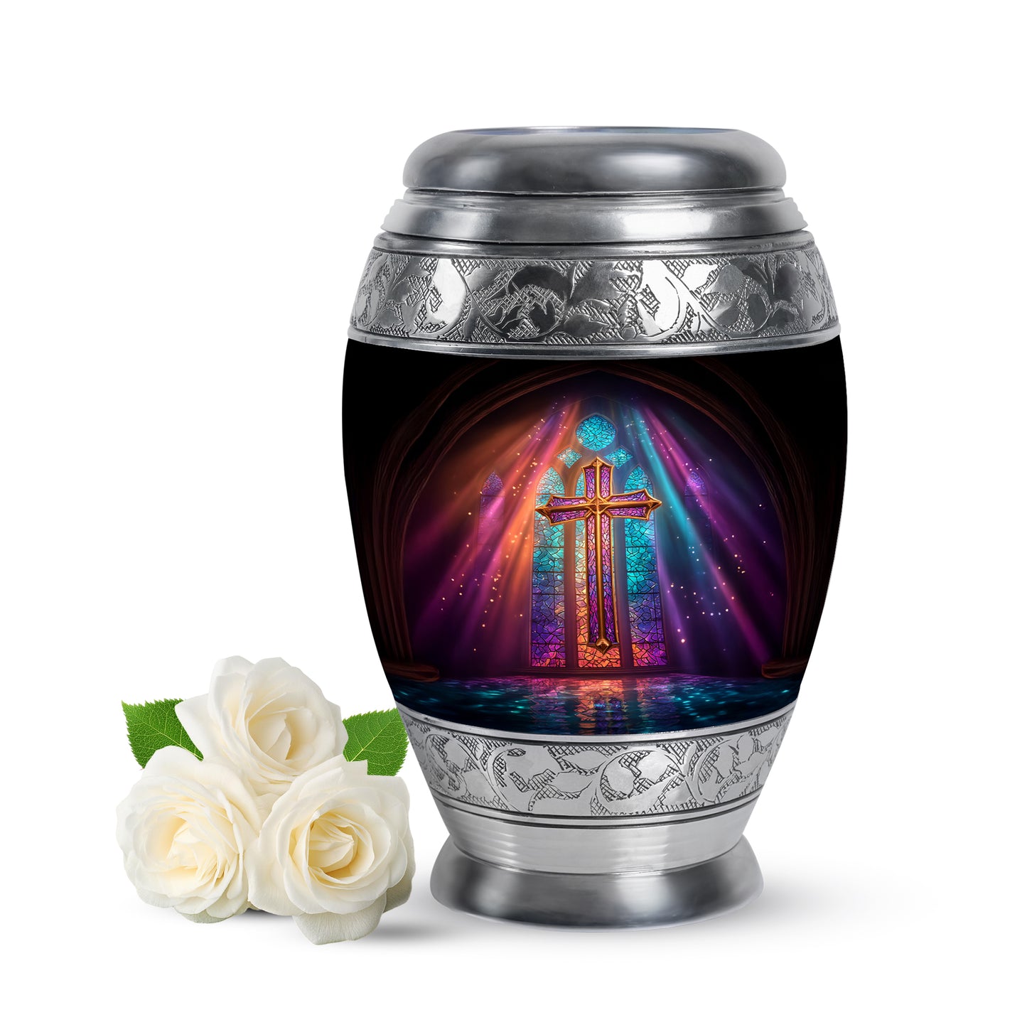 Personalized Eternal Cross Cremation Urns - Black 10-inch, 200 cu in - Yatskia