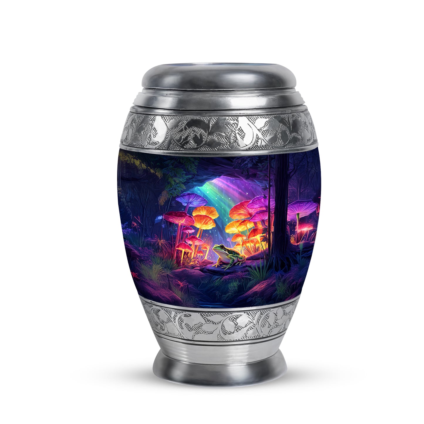 Personalized Blue Cherished Frog Cremation Urns for Human Ashes - 10-inch, 200 cu in - Yatskia