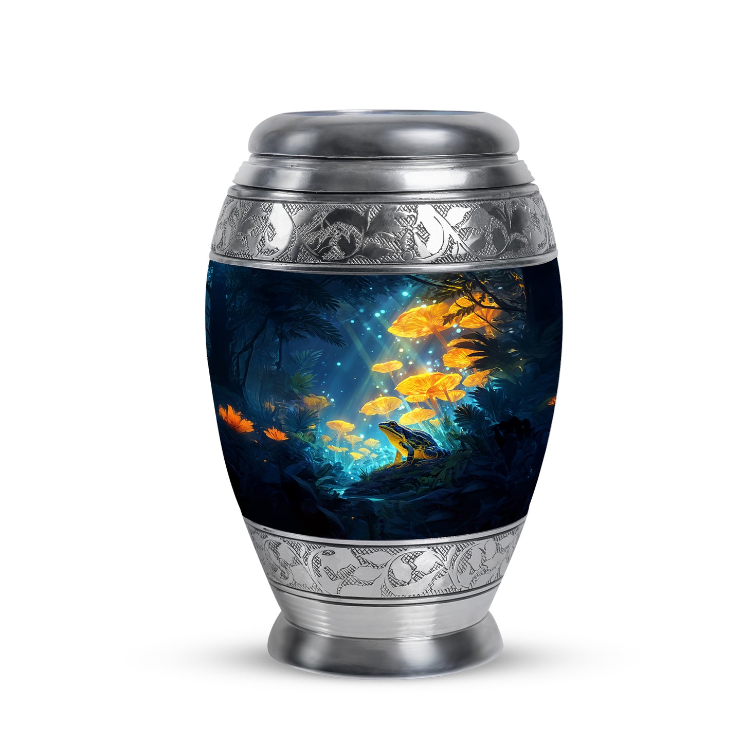Personalized Blue Steadfast Frog Cremation Urns for Human Ashes - 10-inch, 200 cu in - Yatskia