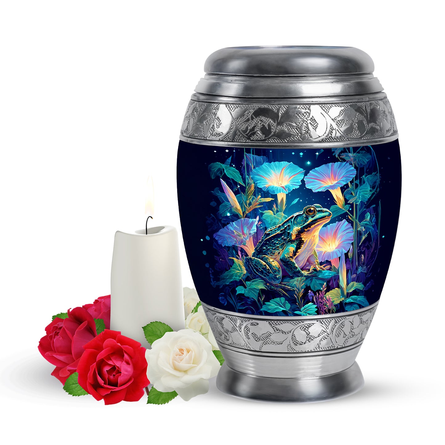 Personalized Frog Cremation Urns - Eminent Blue 10-inch, 200 cu in - Yatskia