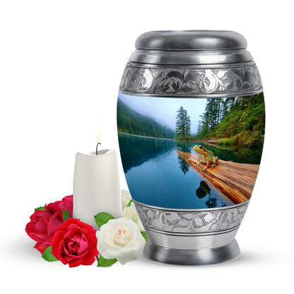 Personalized Blue Frog Cremation Urns for Ashes - Majestic 10-inch - Yatskia