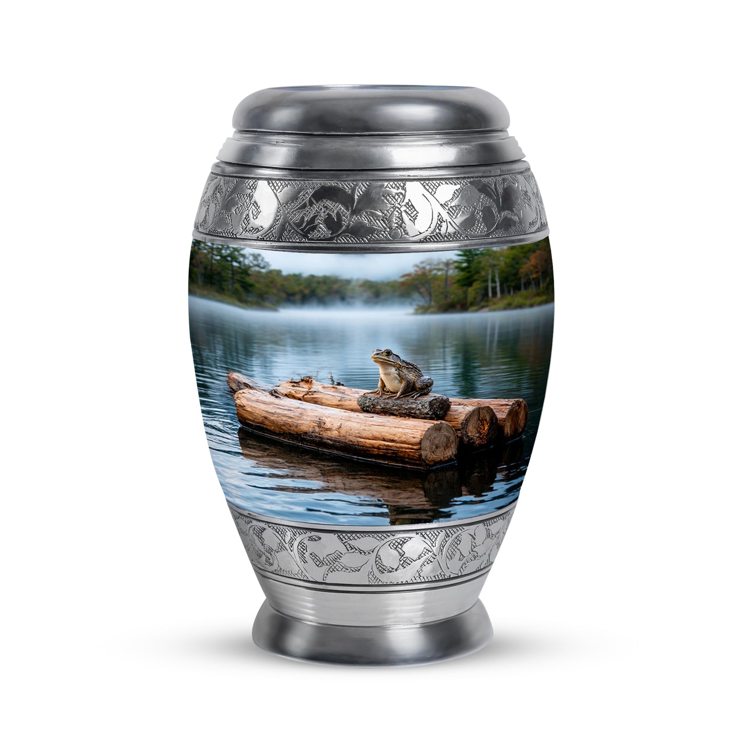 Personalized Silver Cherished Frog Cremation Urns for Human Ashes - 10-inch, 200 cu in - Yatskia