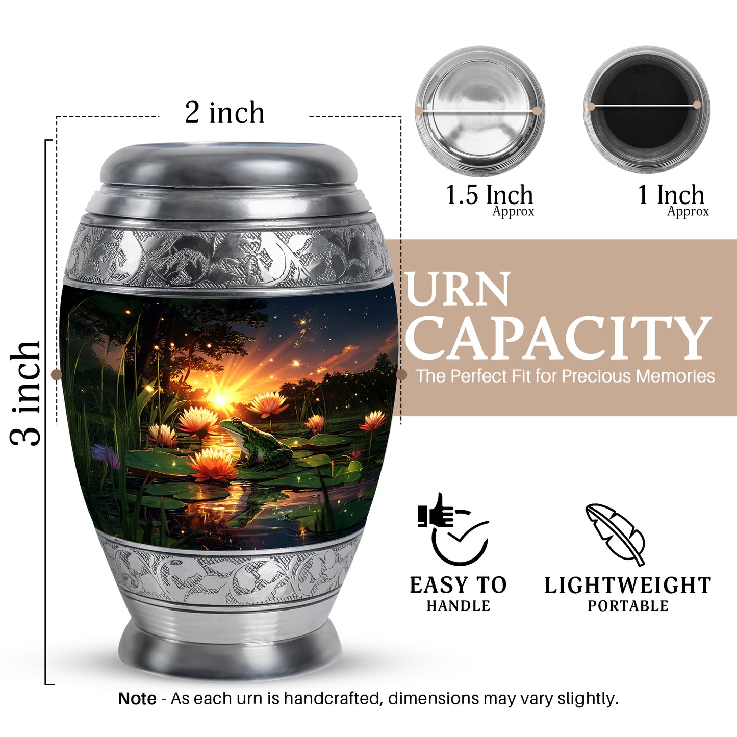 Slate Blue Frog Cremation Urn lifestyle display on memorial shelf - regal frog design with crown-inspired accents - mini keepsake memorial for portion of cremation ashes