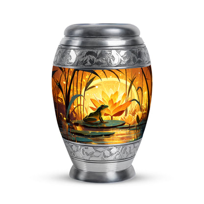 Gold Frog Cremation Urns - Opulent Embrace 10-inch, 200 cu in - Yatskia