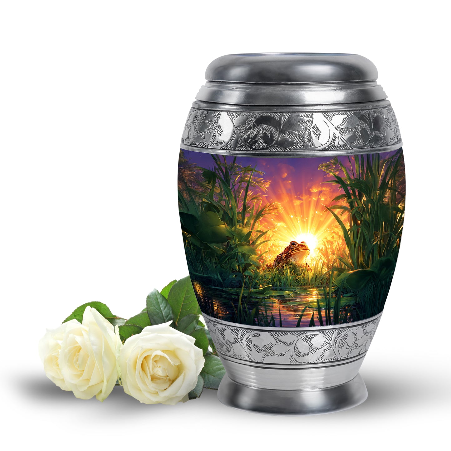 Radiant Frog Memorial Cremation Urns - Purple 10-inch, 200 cu in - Yatskia