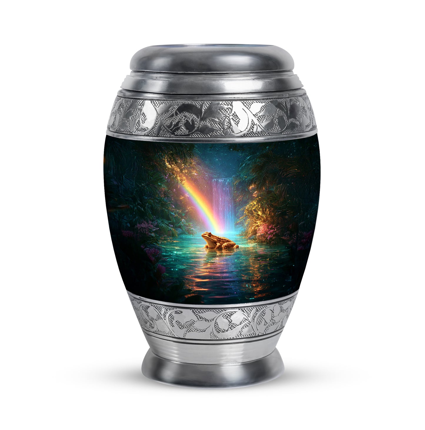 Harmonious Frog Cremation Urns for Human Ashes - Teal 10-inch - Yatskia