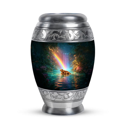 Harmonious Frog Cremation Urns for Human Ashes - Teal 10-inch - Yatskia
