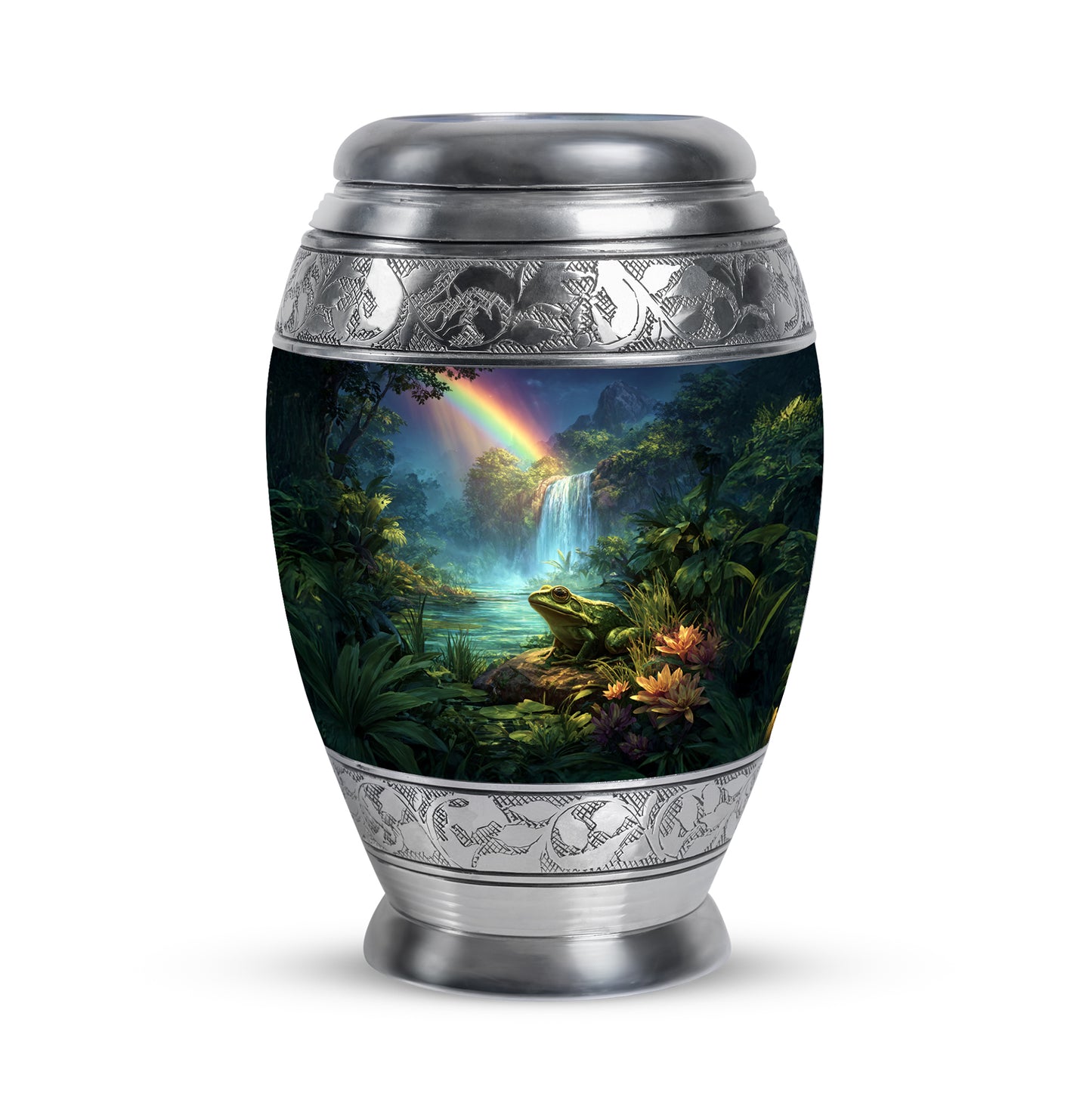 Harmonious Frog Cremation Urns for Human Ashes - Blue 10-inch - Yatskia