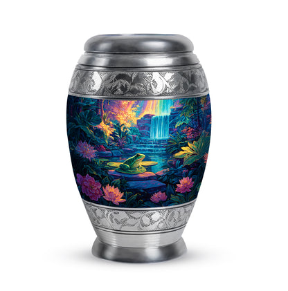 Personalized Gray Revered Frog Cremation Urns for Human Ashes - 10-inch, 200 cu in - Yatskia