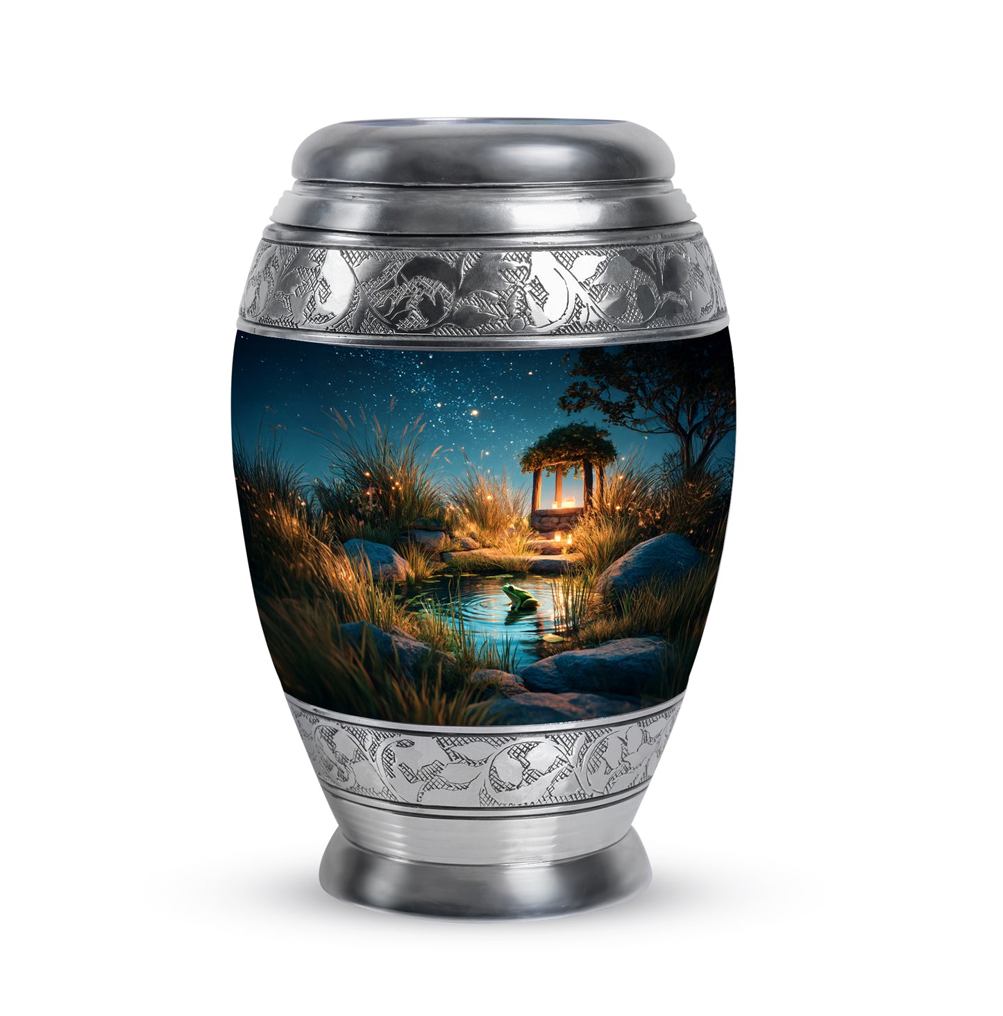 Personalized Elegant Frog Cremation Urns - Blue 10-inch, 200 cu in - Yatskia