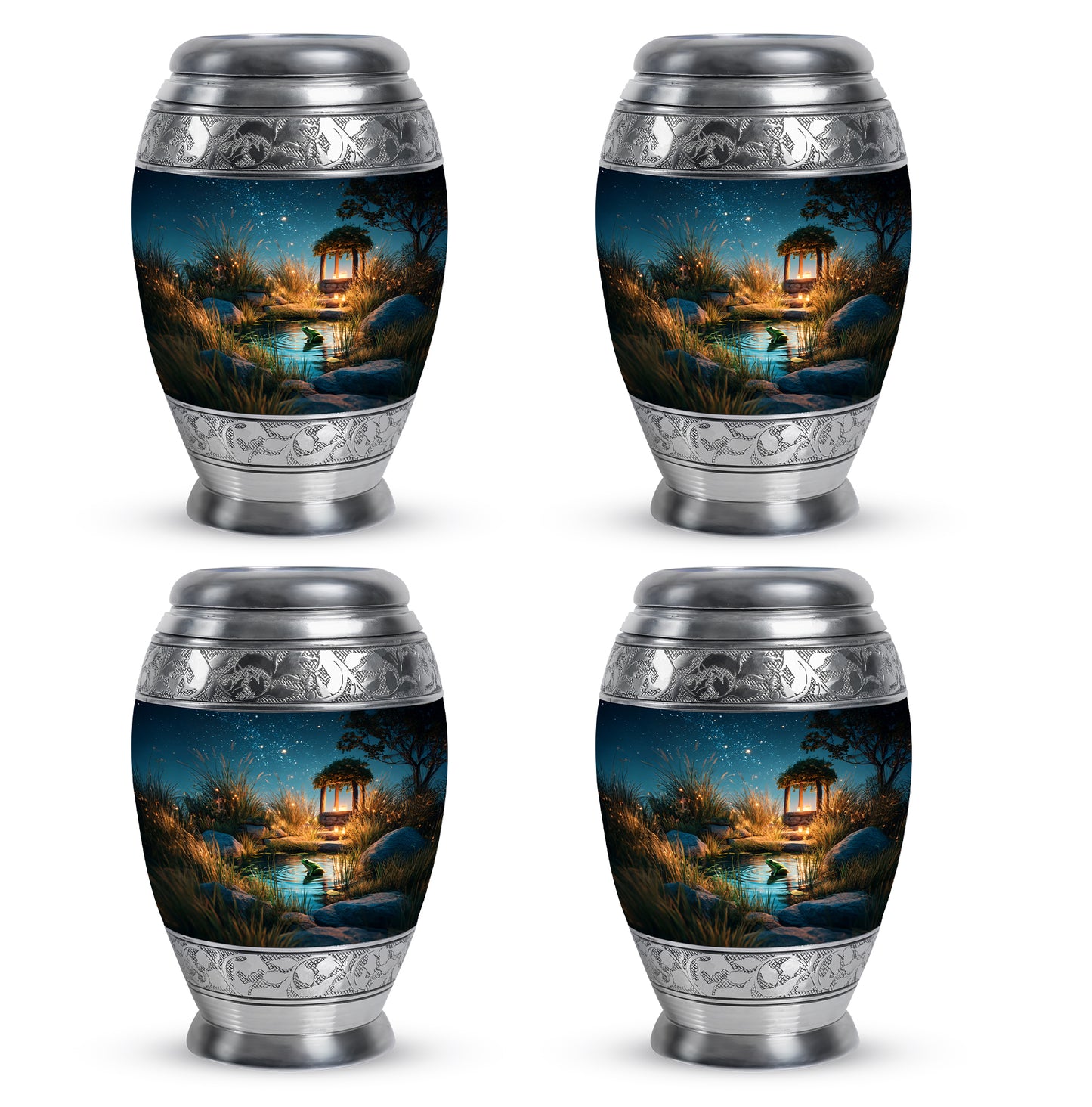 Dusty Blue Frog Cremation Urn urn with complimentary velvet bag - regal frog design with crown-inspired accents - 10 inch aluminum urn for cremated remains