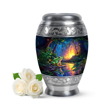 Blue Stately Frog Cremation Urns for Human Ashes - 10-inch, 200 cu in - Yatskia