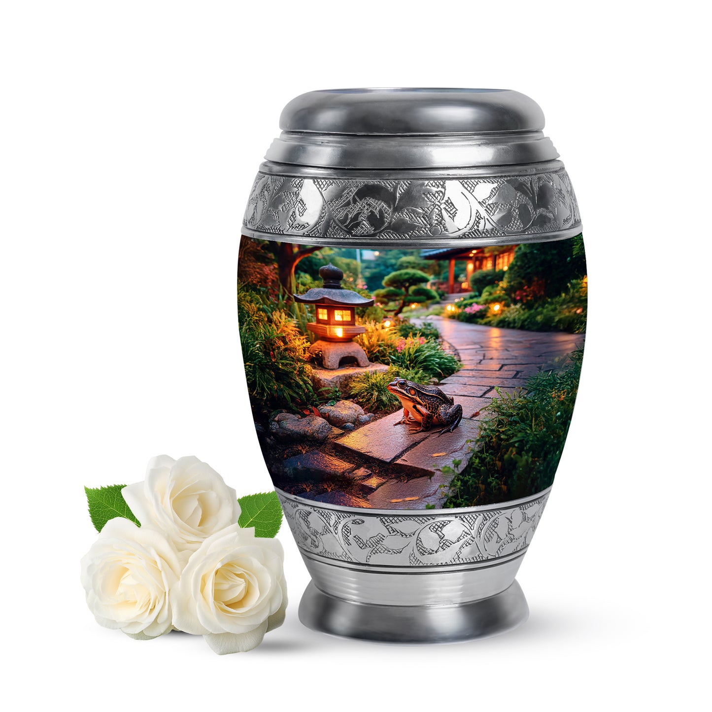 Yellow Venerable Frog Cremation Urns for Human Ashes - 10-inch, 200 cu in - Yatskia