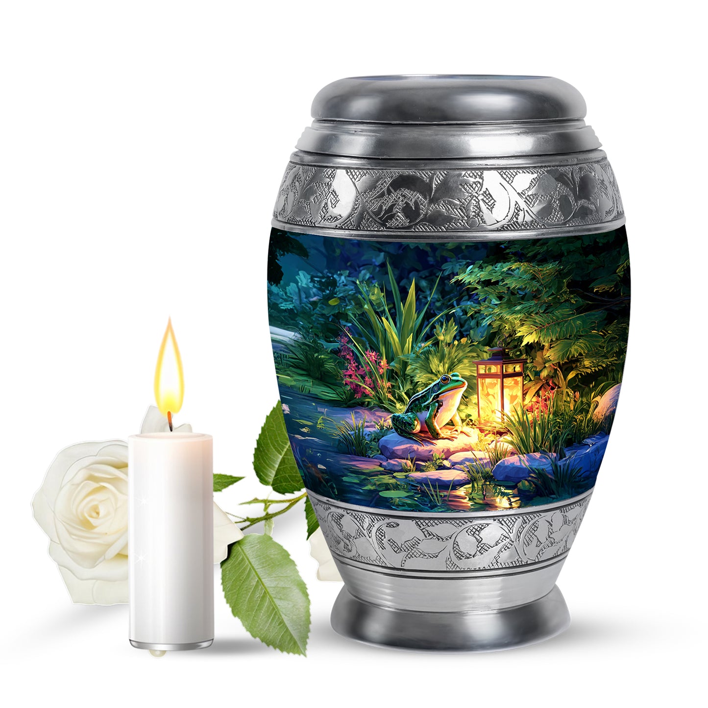 Blue Sacred Frog Cremation Urns for Human Ashes - 10-inch, 200 cu in - Yatskia