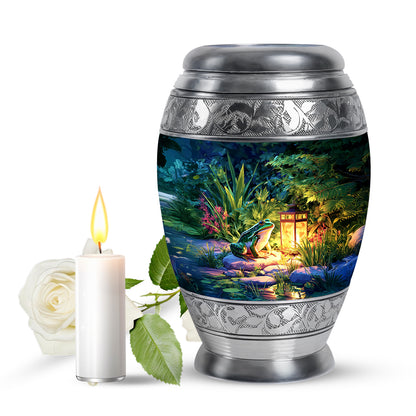 Blue Sacred Frog Cremation Urns for Human Ashes - 10-inch, 200 cu in - Yatskia