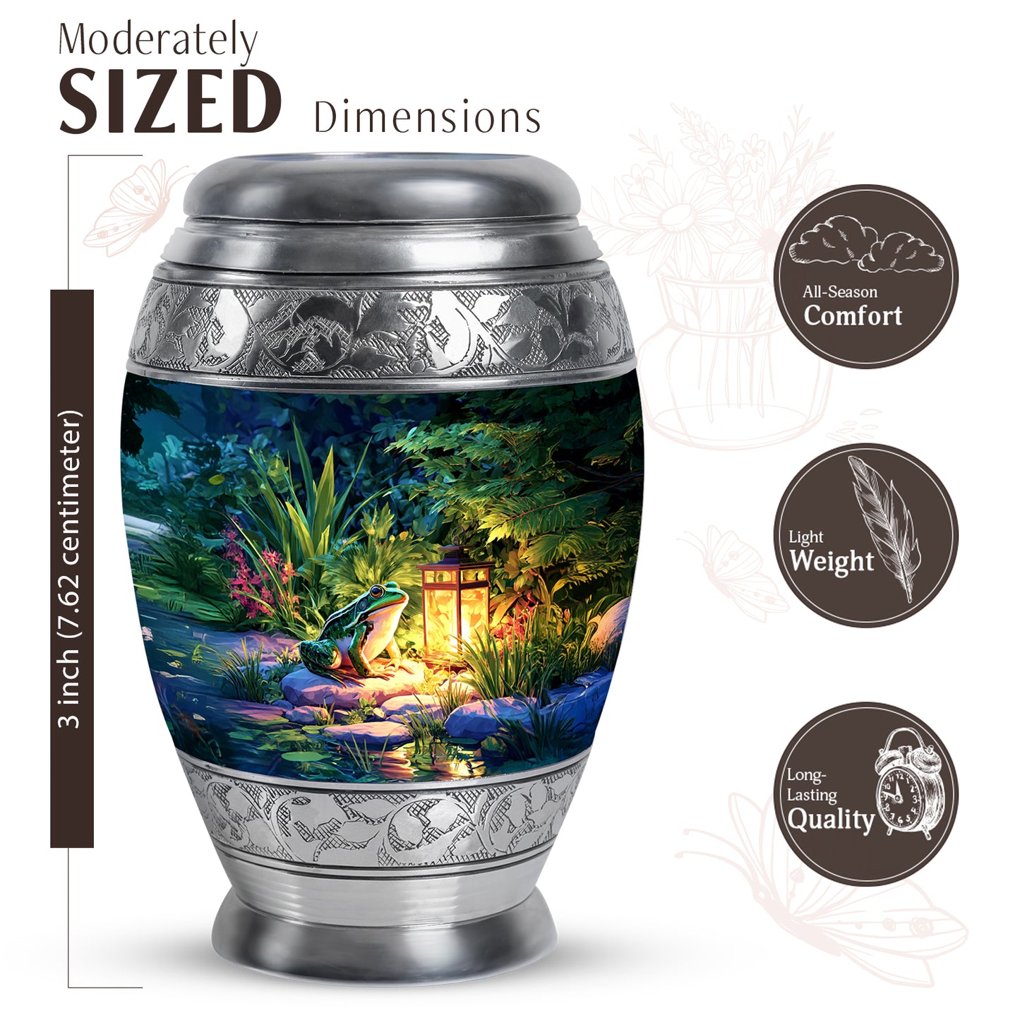 Azure Frog Cremation Urn lifestyle display on memorial shelf - regal frog design with crown-inspired accents - mini keepsake memorial for portion of cremation ashes