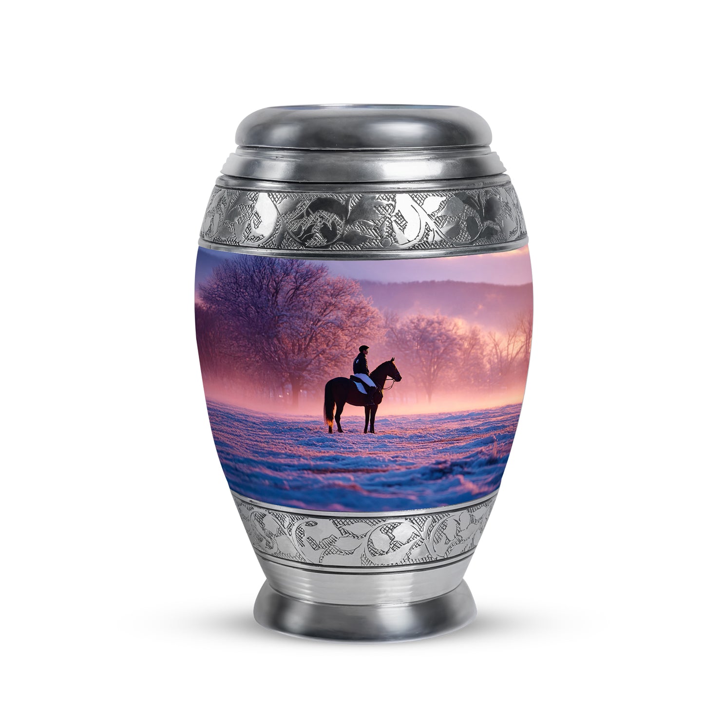 Everlasting Purple Horse Polo Celebration Urn for Human Ashes - 10-inch, 200 cu in - Yatskia
