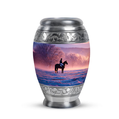 Everlasting Purple Horse Polo Celebration Urn for Human Ashes - 10-inch, 200 cu in - Yatskia