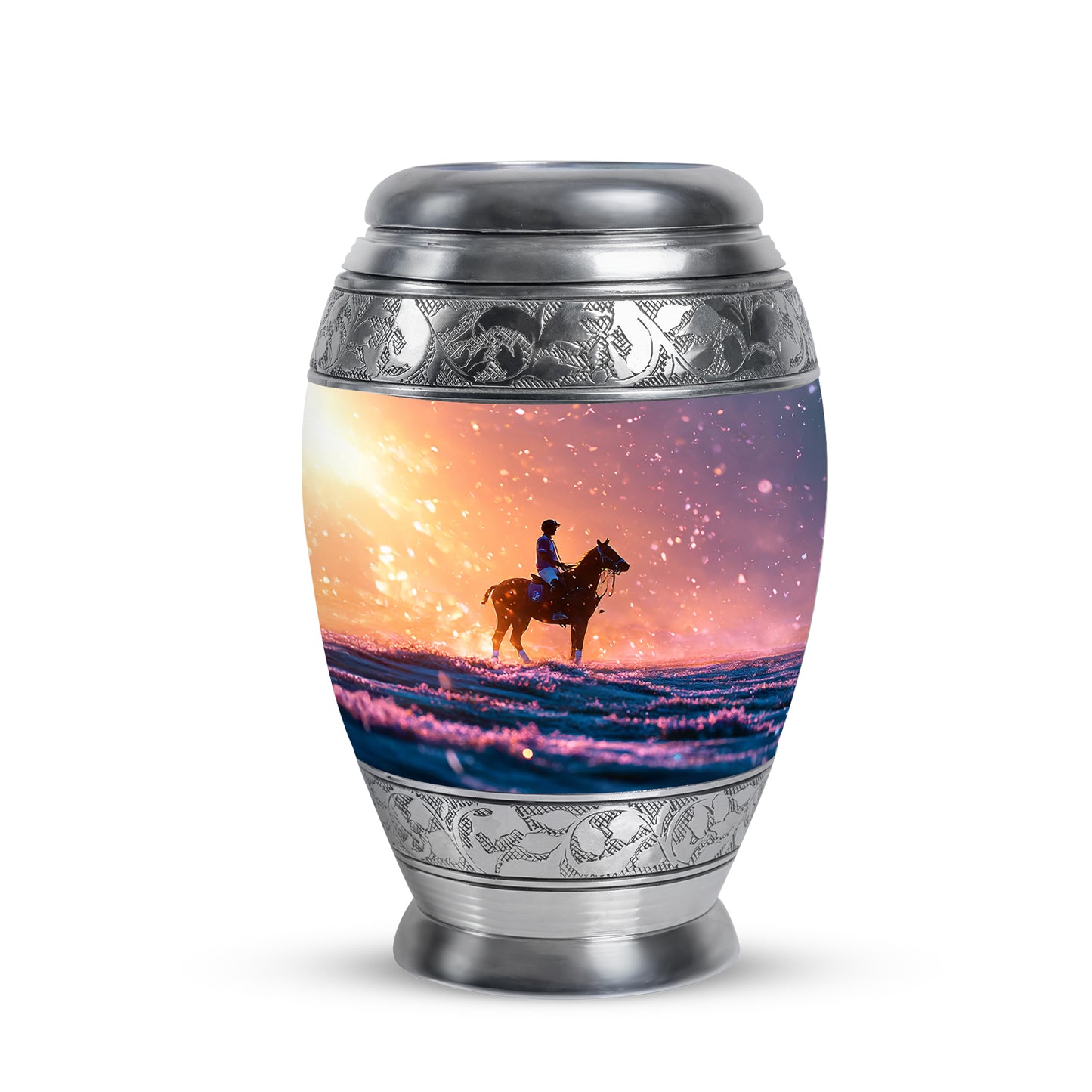 Red Horse Polo Cremation Urns - Enduring Passage 10-inch, 200 cu in - Yatskia