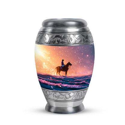 Red Horse Polo Cremation Urns - Enduring Passage 10-inch, 200 cu in - Yatskia