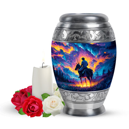 Blue Horse Polo Celebration Cremation Urns for Human Ashes - 10-inch, 200 cu in - Yatskia