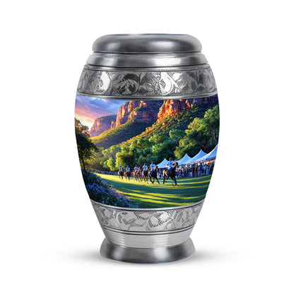 Purple Horse Polo Cremation Urns - Honored Haven 10-inch, 200 cu in - Yatskia