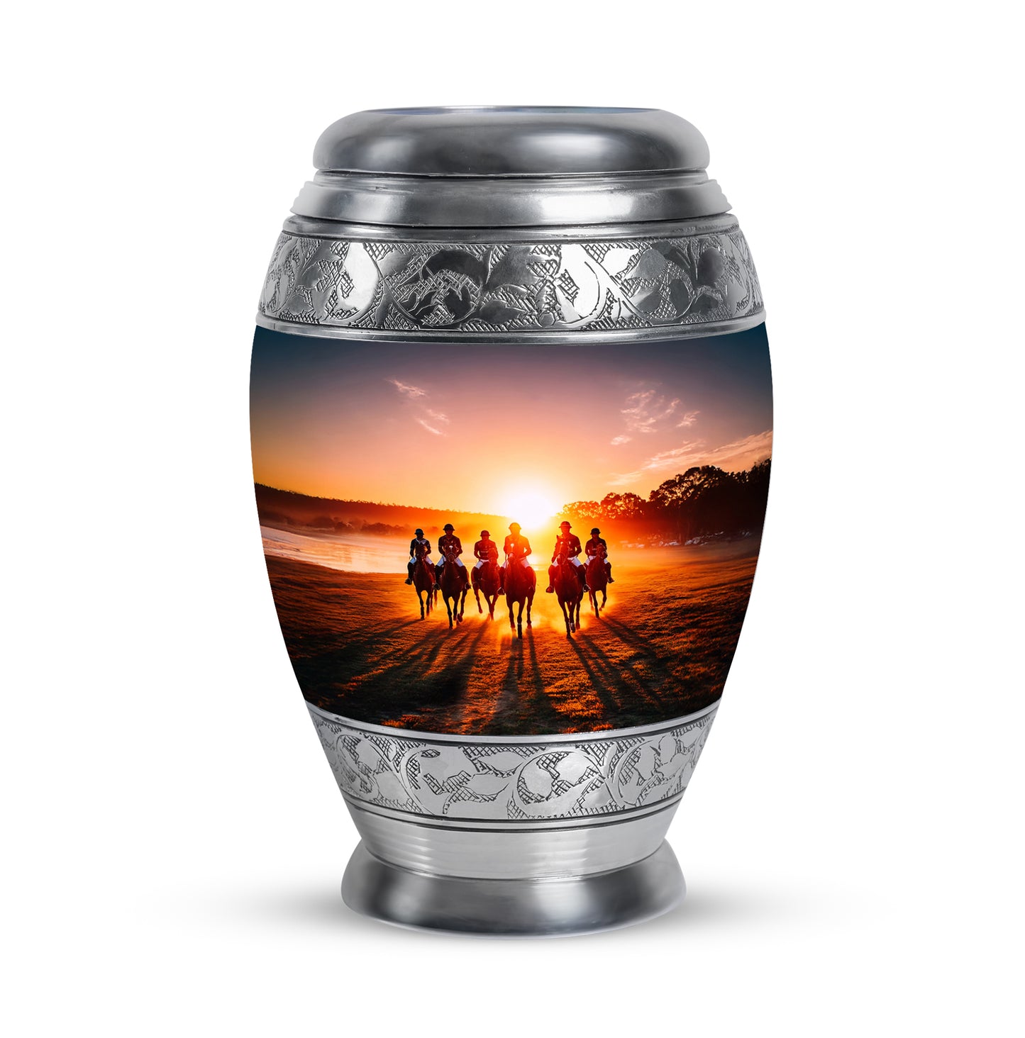 Personalized Horse Polo Cremation Urns - Tranquil Black 10-inch, 200 cu in - Yatskia