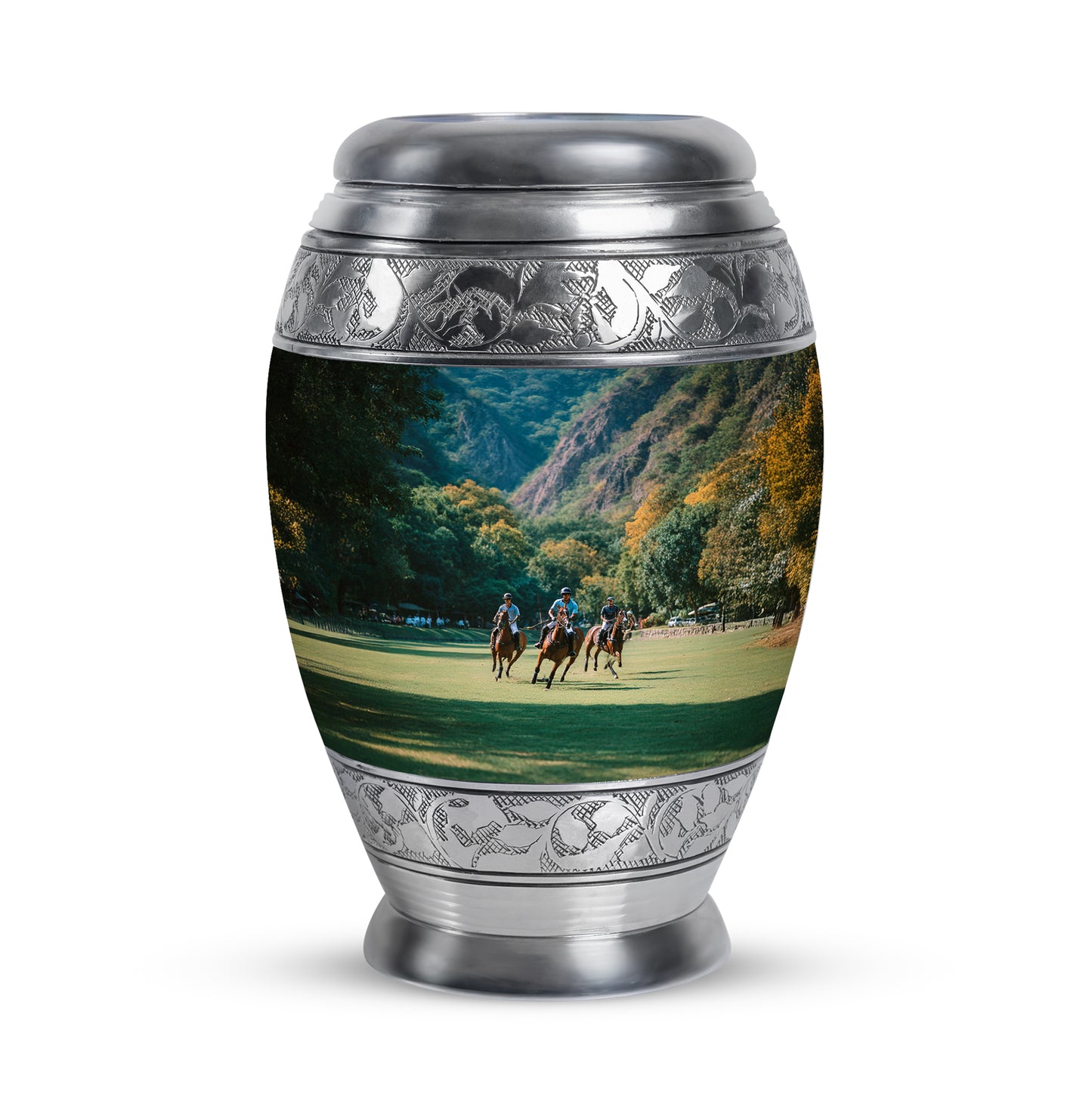 Teal Horse Polo Cremation Urns - Imperial Guardian 10-inch, 200 cu in - Yatskia