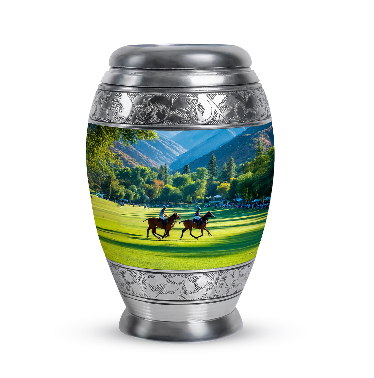 Personalized Teal Horse Polo Cremation Urns for Ashes - Captivating 10-inch - Yatskia