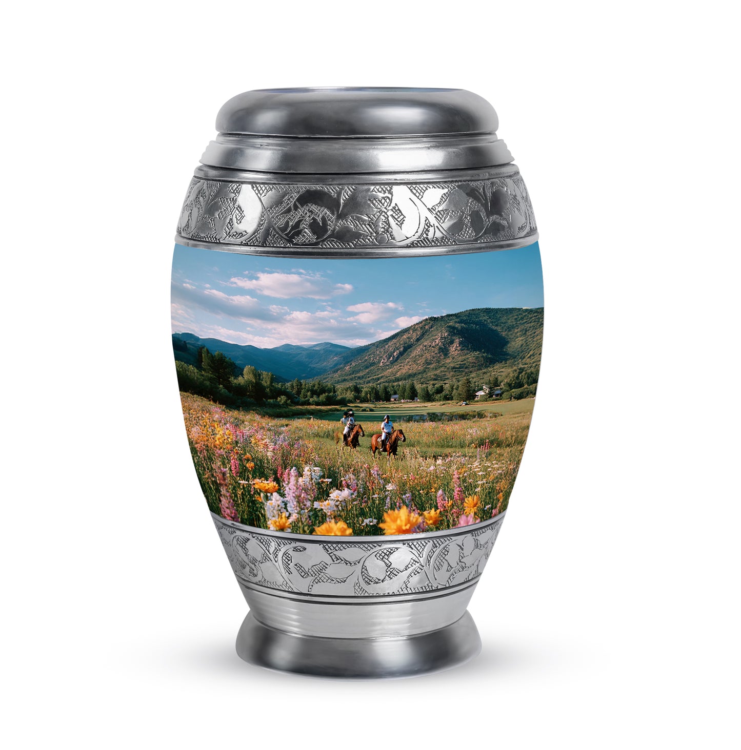 Personalized Blue Horse Polo Cremation Urns for Ashes - Majestic 10-inch - Yatskia