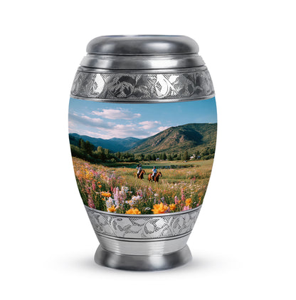 Personalized Blue Horse Polo Cremation Urns for Ashes - Majestic 10-inch - Yatskia