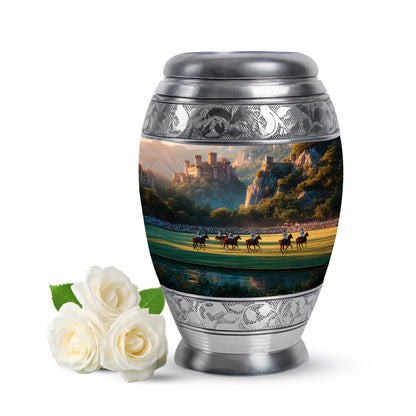 Regal Horse Polo Memorial Cremation Urns - Gold 10-inch, 200 cu in - Yatskia