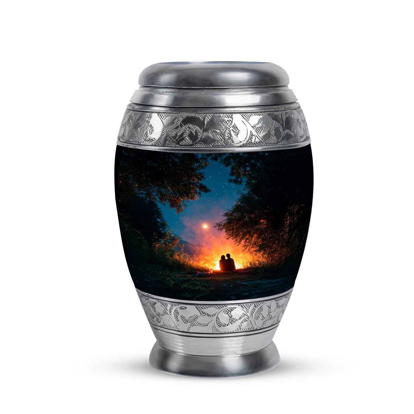 Teal Stately Campfire Cremation Urns for Human Ashes - 10-inch, 200 cu in - Yatskia
