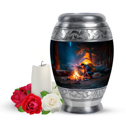 Personalized Blue Cherished Campfire Cremation Urns for Human Ashes - 10-inch, 200 cu in - Yatskia