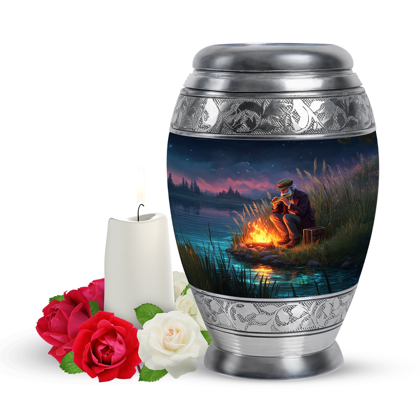 Personalized Blue Campfire Cremation Urns for Ashes - Majestic 10-inch - Yatskia