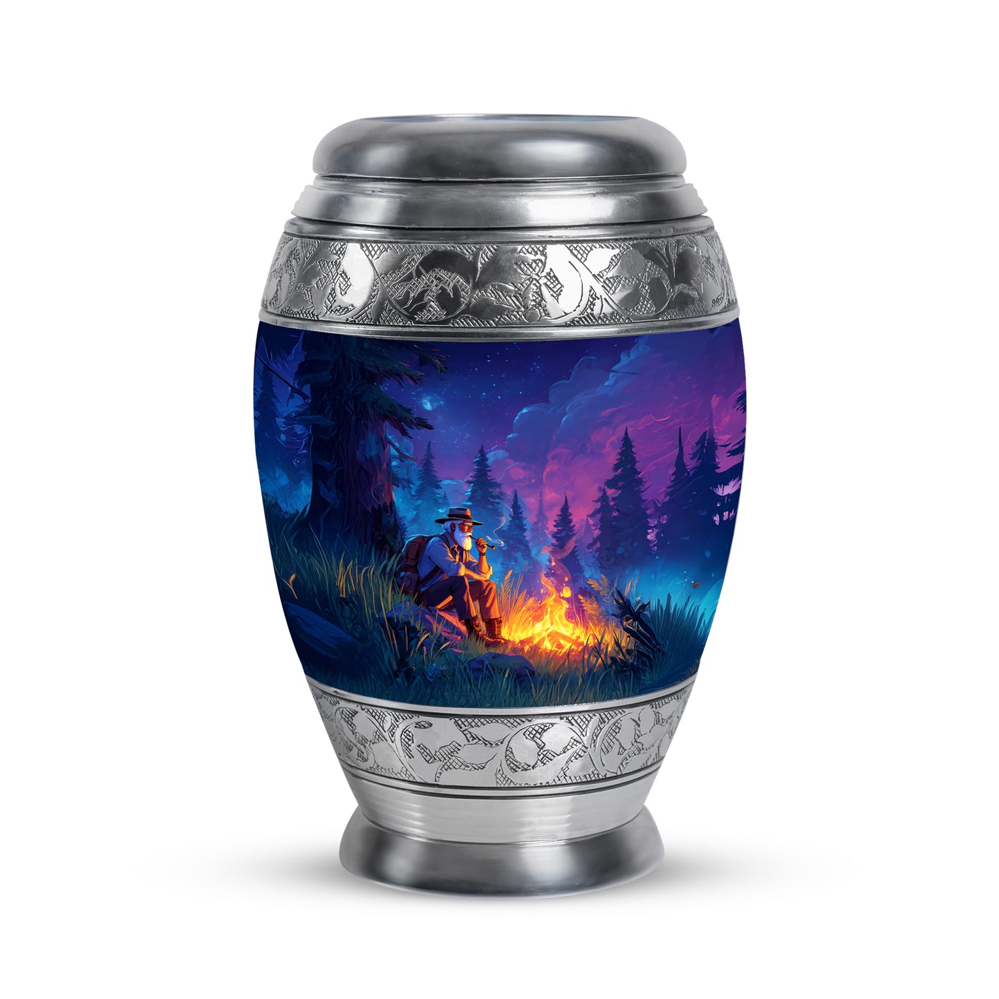 Blue Exquisite Campfire Memorial Urn for Ashes - 10-inch, 200 cu in - Yatskia