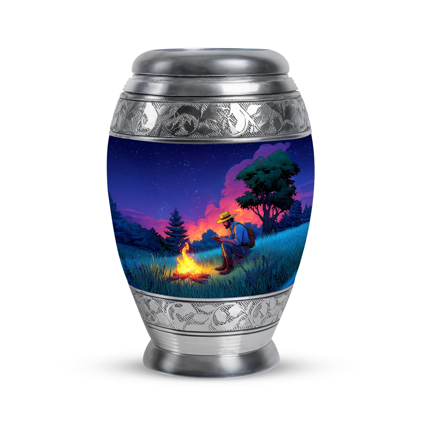 Personalized Eternal Campfire Cremation Urns - Blue 10-inch, 200 cu in - Yatskia