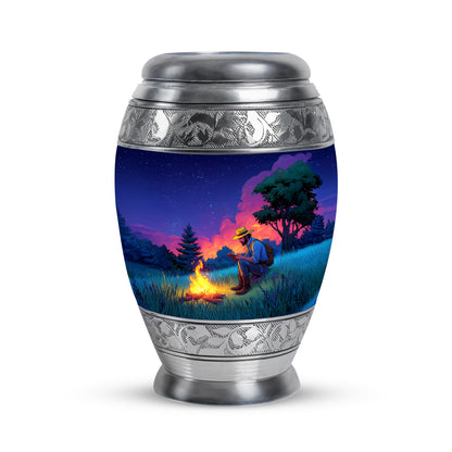 Personalized Eternal Campfire Cremation Urns - Blue 10-inch, 200 cu in - Yatskia