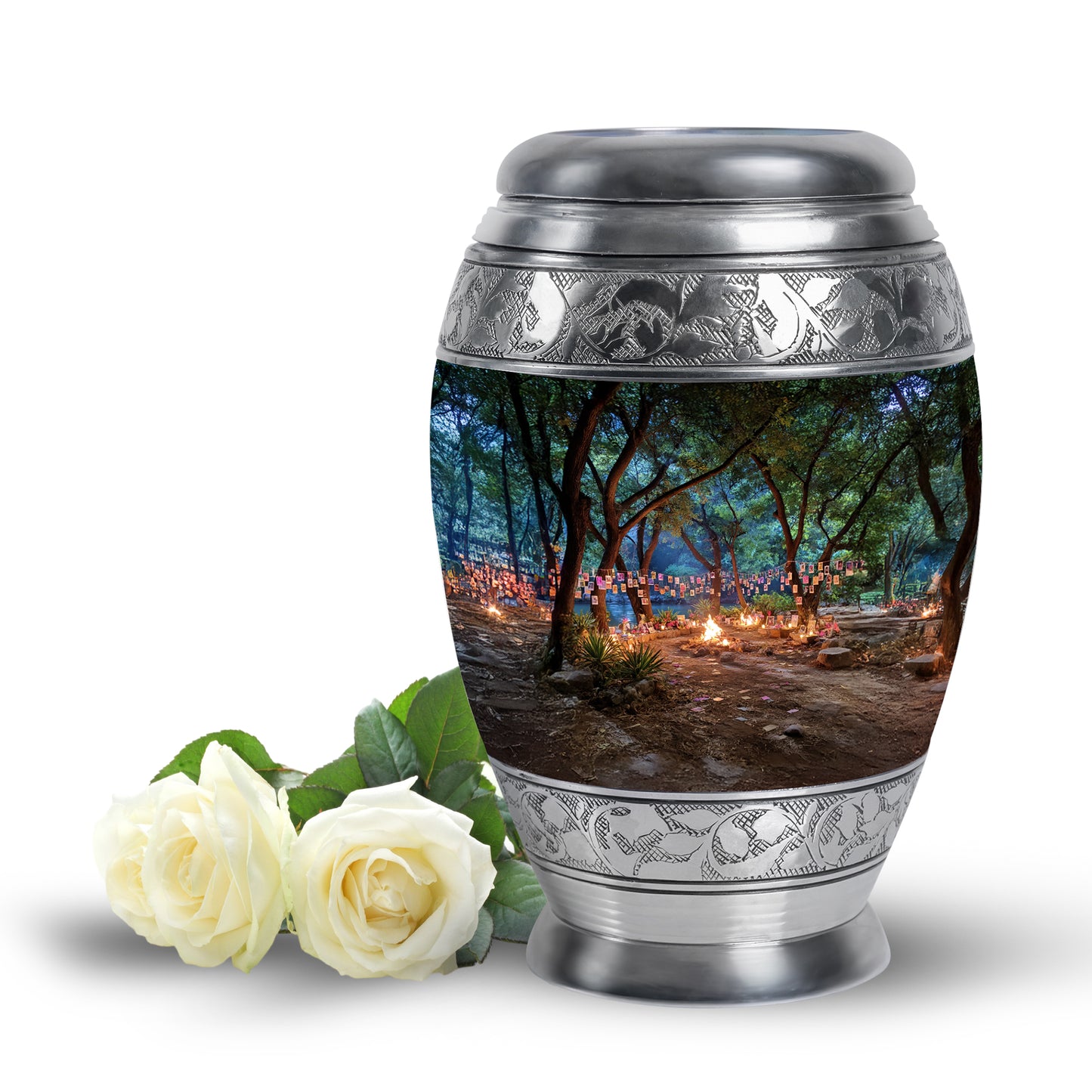 Personalized Black Steadfast Campfire Cremation Urns for Human Ashes - 10-inch, 200 cu in - Yatskia