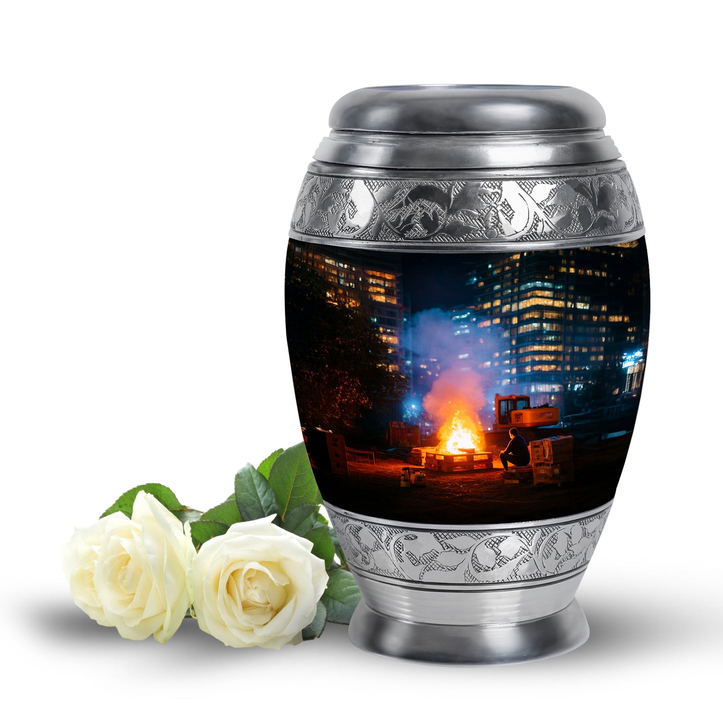 Personalized Black Heavenly Campfire Cremation Urns for Human Ashes - 10-inch, 200 cu in - Yatskia