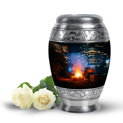 Personalized Black Heavenly Campfire Cremation Urns for Human Ashes - 10-inch, 200 cu in - Yatskia