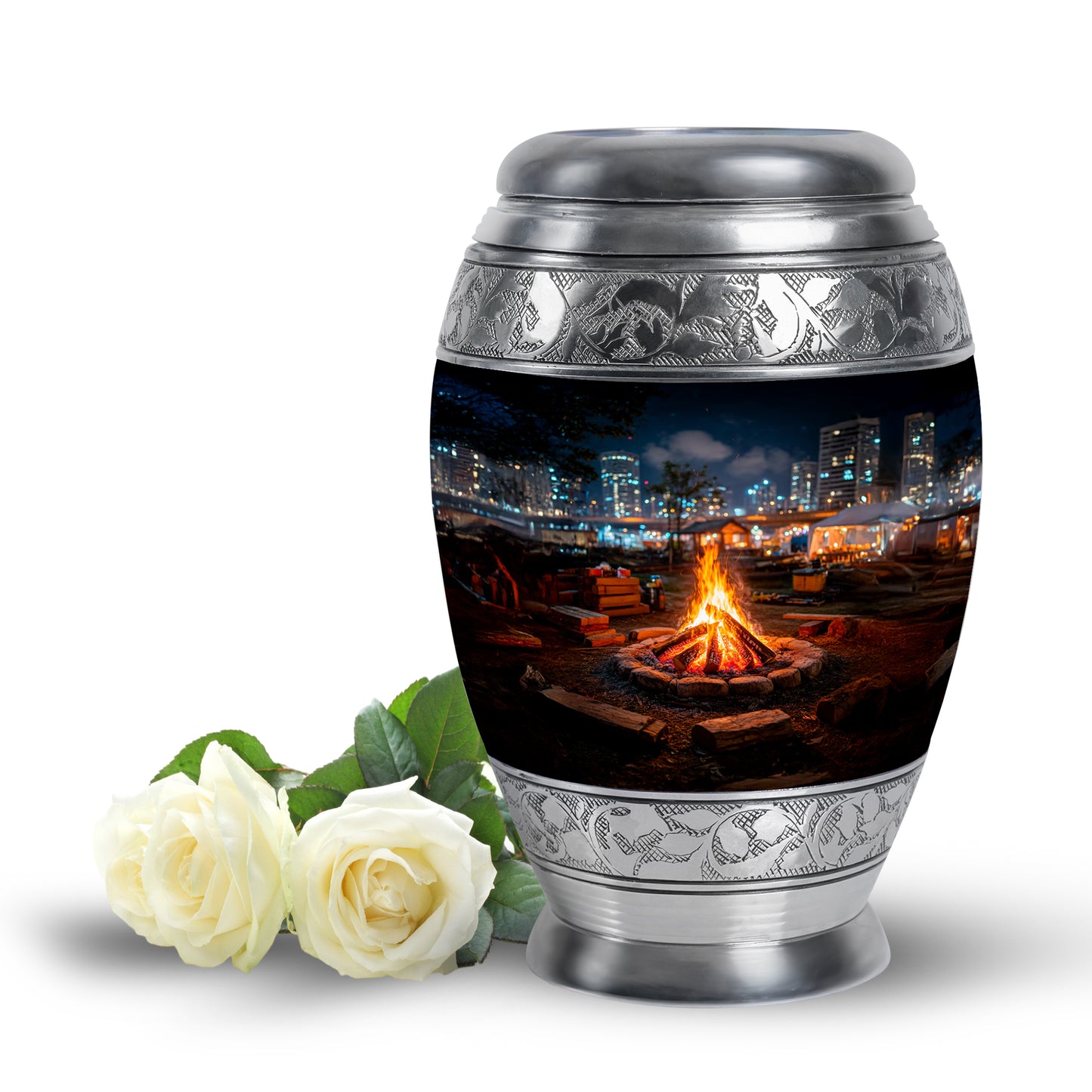 Black Stately Campfire Cremation Urns for Human Ashes - 10-inch, 200 cu in - Yatskia