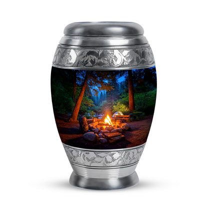 Graceful Blue Campfire Embrace Urn for Human Ashes - 10-inch, 200 cu in - Yatskia