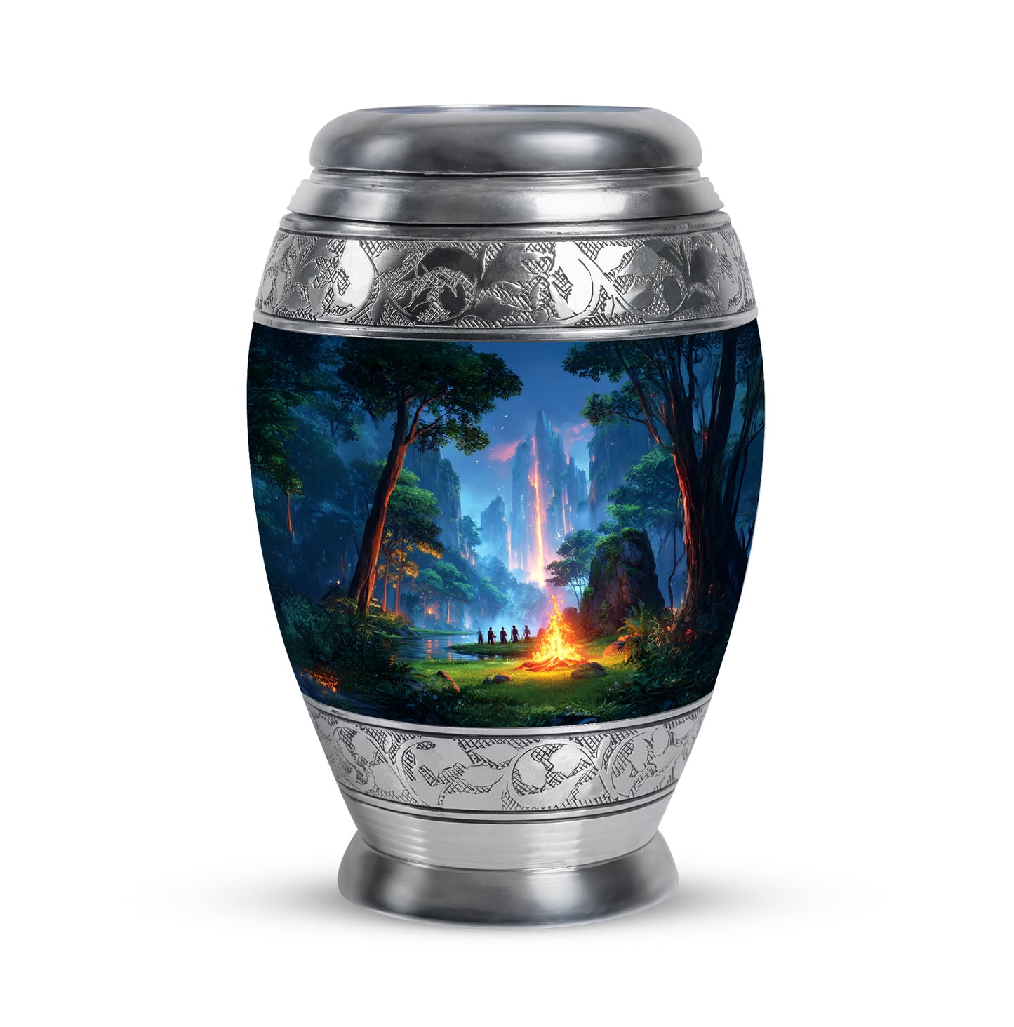 Blue Exquisite Campfire Memorial Urn for Ashes - 10-inch, 200 cu in - Yatskia